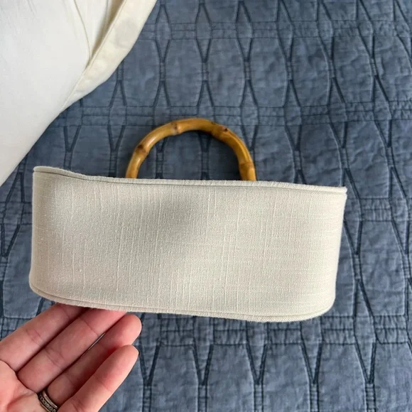 a new day Cream Mini Top-Handle Bag with Gold Embroidered Seashells - Picture 4 of 5